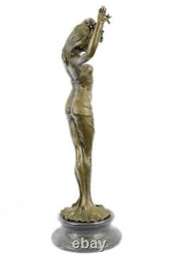 Bronze Sculpture Style Art Nouveau Deco Woman Statue 33 Grand Marble Figurine
