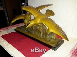 Bronze Sculpture The Seagulls On A Wave Of L. Sosson Year 30 Art Deco