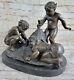 Bronze Sculpture Three Young Boys On Beach Art Nouveau Children Decor Business