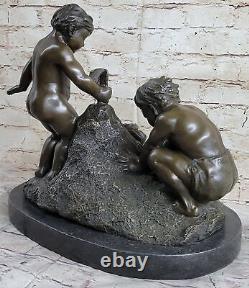 Bronze Sculpture Three Young Boys on Beach Art Nouveau Children Decor Business