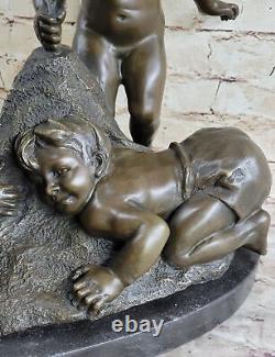 Bronze Sculpture Three Young Boys on Beach Art Nouveau Children Decor Business