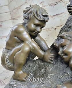 Bronze Sculpture Three Young Boys on Beach Art Nouveau Children Decor Business