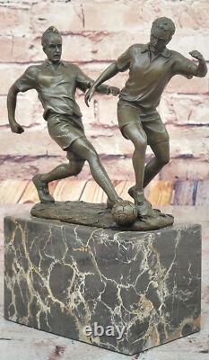 Bronze Sculpture Two Football Players Figurine Statue, Signed Milo Art Nr