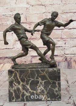 Bronze Sculpture Two Football Players Figurine Statue, Signed Milo Art Nr