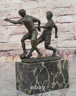 Bronze Sculpture Two Football Players Figurine Statue, Signed Milo Art Nr