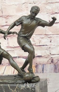 Bronze Sculpture Two Football Players Figurine Statue, Signed Milo Art Nr