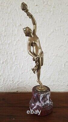 Bronze Sculpture of Ancient Greek Woman in Art Nouveau Style