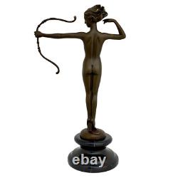 Bronze Sculpture of Diana with Arch Antique Style Bronze Figure