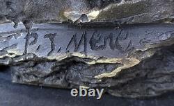 Bronze Sculpture of Farm Horse with Saddle Art Deco Figurine Decor