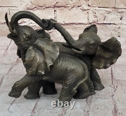 Bronze Sculpture of Marble Elephant Safari Statue Animal Figurine