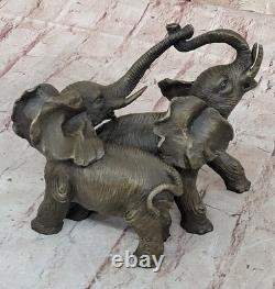 Bronze Sculpture of Marble Elephant Safari Statue Animal Figurine