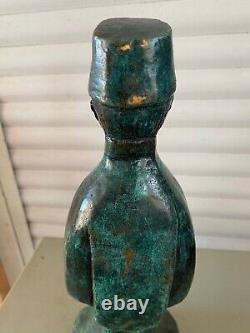 Bronze Sculpture of a Mandarin Man Signed MM with Green Patina Contemporary Art