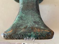 Bronze Sculpture of a Mandarin Man Signed MM with Green Patina Contemporary Art