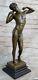 Bronze Sculpture Of A Muscular Naked Man Art Deco Figurine Famous Artist Decor