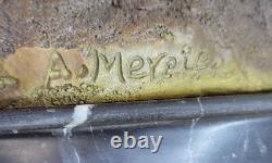 Bronze Sculpture of a Nude Boy with Turtle Art Deco Figurine Home Decor Statue