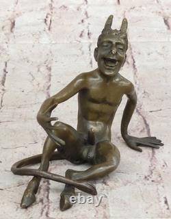 Bronze Sculpture of a Nude Male Satyr by Milo in Art Nouveau Cast Iron