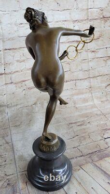 Bronze Sculpture of a Nude Woman Acrobat Magician Marble Art Decor Statue