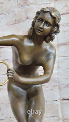Bronze Sculpture of a Nude Woman Acrobat Magician Marble Art Decor Statue