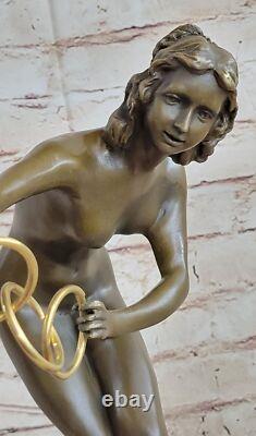 Bronze Sculpture of a Nude Woman Acrobat Magician Marble Art Decor Statue