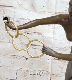 Bronze Sculpture of a Nude Woman Acrobat Magician Marble Art Decor Statue