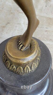 Bronze Sculpture of a Nude Woman Acrobat Magician Marble Art Decor Statue