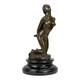 Bronze Sculpture Of A Nude Woman Kneeling On A Marble Base Art Decor 8.6 In