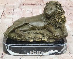 Bronze Sculpture of a Roaring Lion by Barye Detailed Animal Art