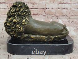 Bronze Sculpture of a Roaring Lion by Barye Detailed Animal Art
