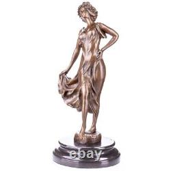 Bronze Sculpture of a Woman in Art Deco Antique Style, Signed