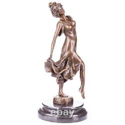 Bronze Sculpture of a Woman in Art Deco Antique Style, Signed