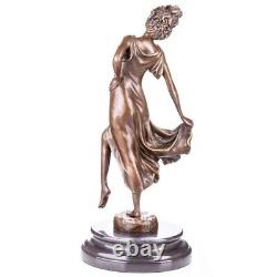 Bronze Sculpture of a Woman in Art Deco Antique Style, Signed