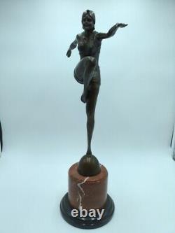 Bronze Signed Phillipe Style Art Deco Fire Dancer Con Brio Xxème
