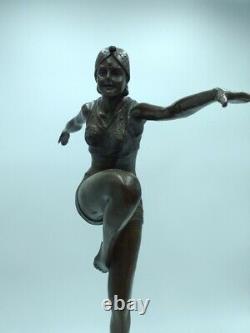 Bronze Signed Phillipe Style Art Deco Fire Dancer Con Brio Xxème