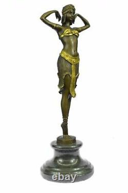 Bronze Statue Case Signed Demetre Chiparus Elegant Standing Dance Sculpture Art