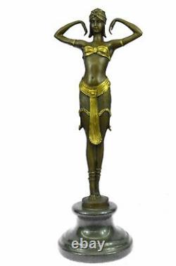 Bronze Statue Case Signed Demetre Chiparus Elegant Standing Dance Sculpture Art