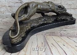 Bronze Statue Sculpture Cougar Wild Life Art Deco Style New Signed