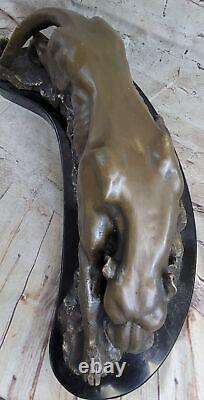 Bronze Statue Sculpture Cougar Wild Life Art Deco Style New Signed