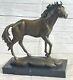 Bronze Statue Signed Mene Sauvage Racing Stallion Horse Sculpture Art Deco