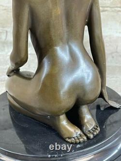 Bronze Statue Signed Sitting Woman Abstract Modern Art Figurine NUDE
