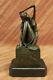 Bronze Style Art Nouveau Statue Sculpture Figurine Nude Girl Sitting Gift