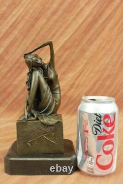 Bronze Style Art Nouveau Statue Sculpture Figurine Nude Girl Sitting Gift