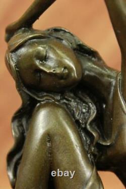 Bronze Style Art Nouveau Statue Sculpture Figurine Nude Girl Sitting Gift