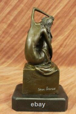 Bronze Style Art Nouveau Statue Sculpture Figurine Nude Girl Sitting Gift