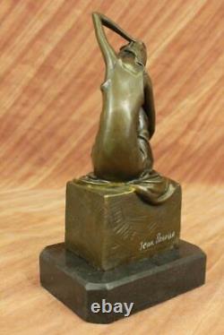 Bronze Style Art Nouveau Statue Sculpture Figurine Nude Girl Sitting Gift