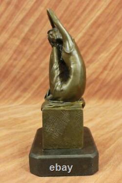 Bronze Style Art Nouveau Statue Sculpture Figurine Nude Girl Sitting Gift