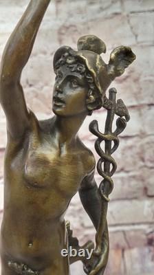 Bronze and Marble Sculpture of Flying Mercury by Giambologna, Art Deco Statue