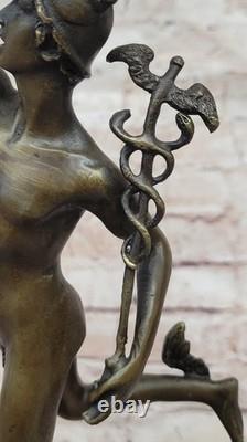 Bronze and Marble Sculpture of Flying Mercury by Giambologna, Art Deco Statue