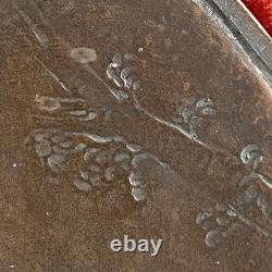 Bronze bas-relief signed Clodion 1773 old red velvet frame art 21.3x25.8cm