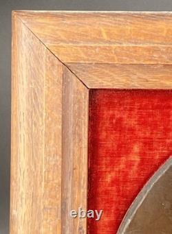 Bronze bas-relief signed Clodion 1773 old red velvet frame art 21.3x25.8cm