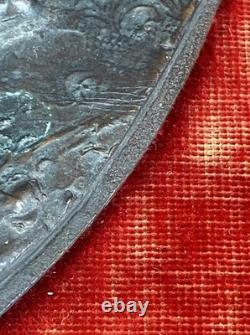 Bronze bas-relief signed Clodion 1773 old red velvet frame art 21.3x25.8cm